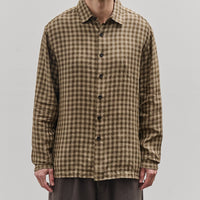 Evan Kinori Flat Hem Shirt, Beige/Brown