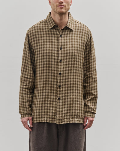 Evan Kinori Flat Hem Shirt, Beige/Brown