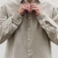 Evan Kinori Flat Hem Shirt, Natural