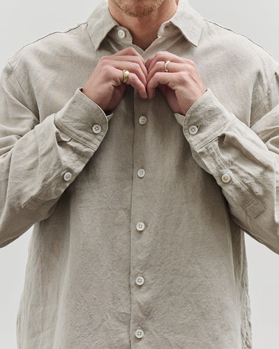 Evan Kinori Flat Hem Shirt, Natural