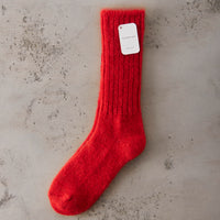 Fog Linen Mohair Socks, Red