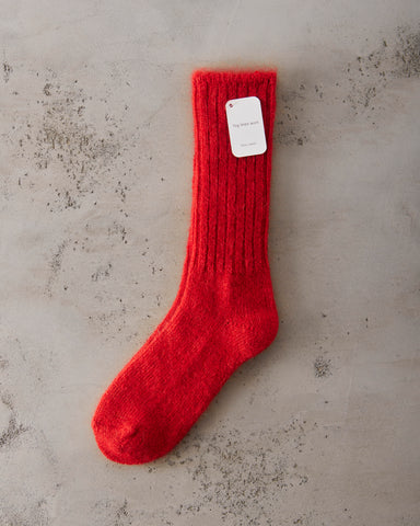 Fog Linen Mohair Socks, Red