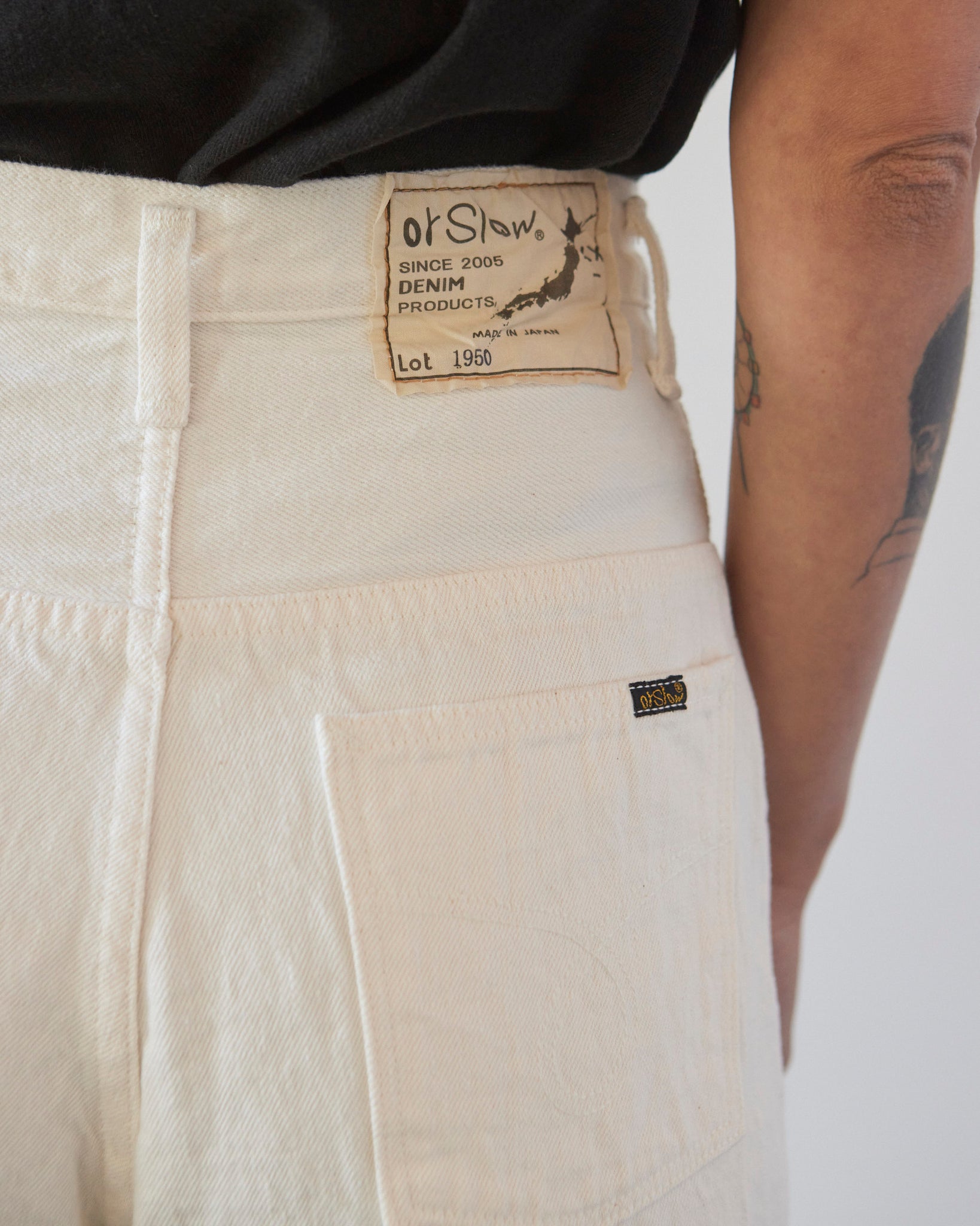 orSlow 104 High Rise Denim Pants, White