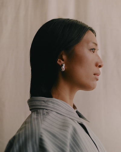 Kara Yoo Sasha Earrings, Coffee / Sterling Silver