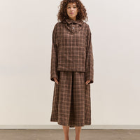 Gathering Fisherman Hoodie, Brown with Red Checks