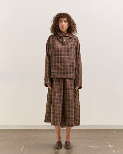 Gathering Fisherman Hoodie, Brown with Red Checks