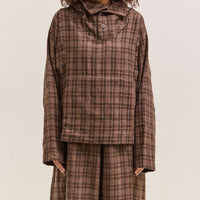 Gathering Fisherman Hoodie, Brown with Red Checks