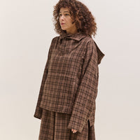 Gathering Fisherman Hoodie, Brown with Red Checks