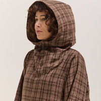 Gathering Fisherman Hoodie, Brown with Red Checks