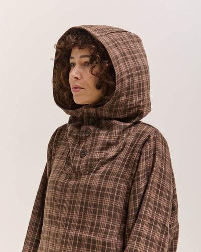 Gathering Fisherman Hoodie, Brown with Red Checks