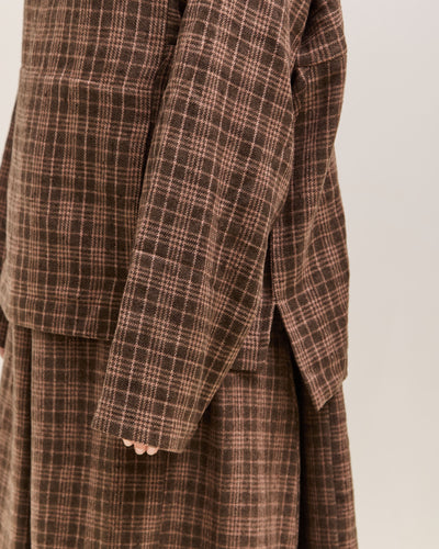 Gathering Fisherman Hoodie, Brown with Red Checks