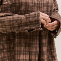 Gathering Sailor Dress, Brown with Red Checks