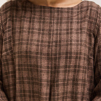 Gathering Sailor Dress, Brown with Red Checks