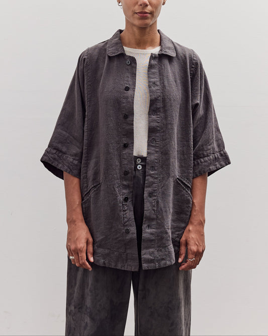 Short Sleeve Farmer Shirt, Black