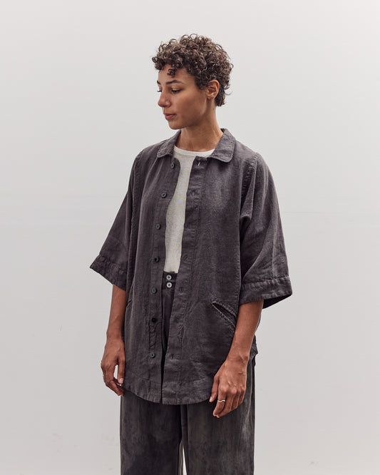 Short Sleeve Farmer Shirt, Black