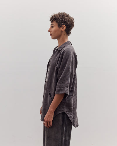 Short Sleeve Farmer Shirt, Black