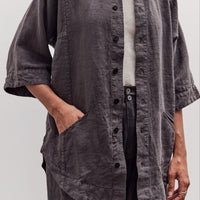 Short Sleeve Farmer Shirt, Black