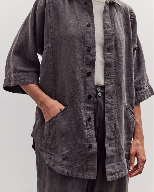 Short Sleeve Farmer Shirt, Black