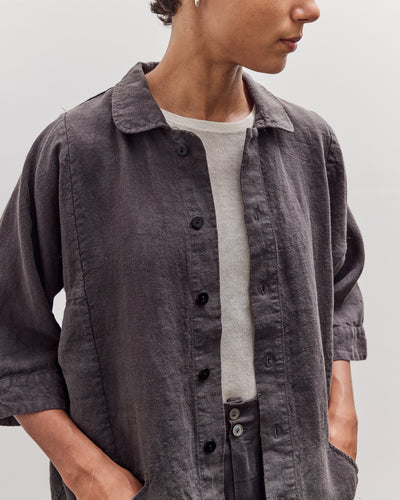 Short Sleeve Farmer Shirt, Black