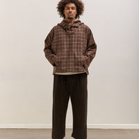 Gathering Fisherman Hoodie Unisex, Brown with Red Checks