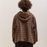 Gathering Fisherman Hoodie Unisex, Brown with Red Checks
