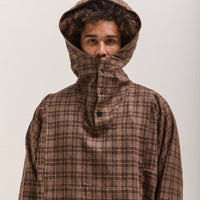 Gathering Fisherman Hoodie Unisex, Brown with Red Checks