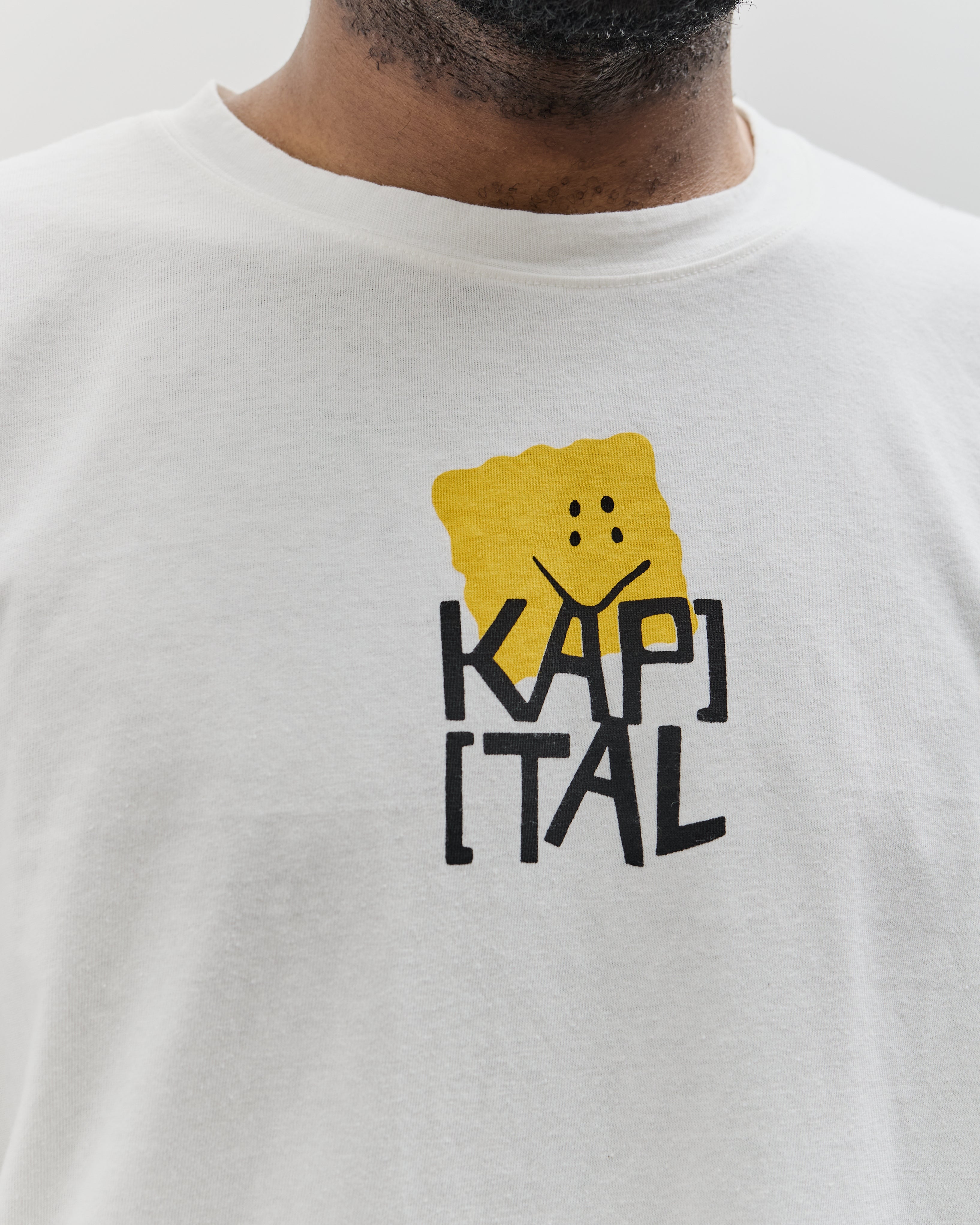 Kapital Unisex 20/-Jersey Crew Long Sleeve T (PECKISH KAP), Yellow
