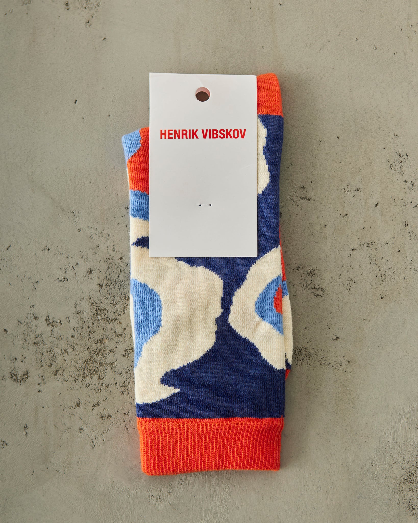 Henrik Vibskov Bells Wool Socks Femme, Orange Fog Blue Bells
