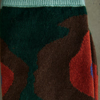 Henrik Vibskov Bells Wool Socks Femme, Red Teal Earth Bells