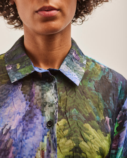 Henrik Vibskov Chaos Pleat Shirt, Kaleidoscope Blue