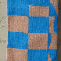 Henrik Vibskov Chess Box Socks Homme, Blue Brown Chess