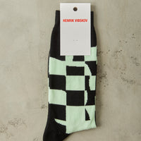 Henrik Vibskov Chess Box Socks Homme, Mint Black Chess