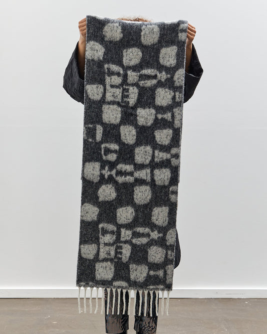 Henrik Vibskov Chess Wool Scarf, WhiteBlack Chess