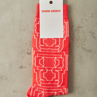 Henrik Vibskov Dotted Box Socks Homme, Outline Red