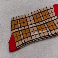 Henrik Vibskov Find Socks Homme, Orange Shade Red Checks