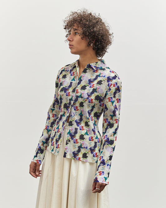 Henrik Vibskov Remember Plisse Shirt, Light Flowery Clouds