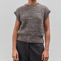 Henrik Vibskov Six End Knit Vest, Black Lavender Green Sqaure