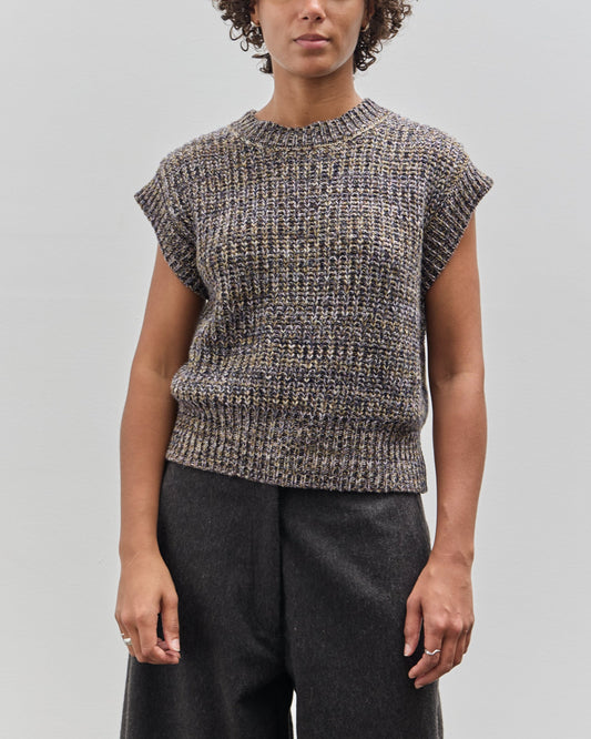 Henrik Vibskov Six End Knit Vest, Black Lavender Green Sqaure