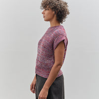 Henrik Vibskov Six End Knit Vest, Magenta Navy Orange Square