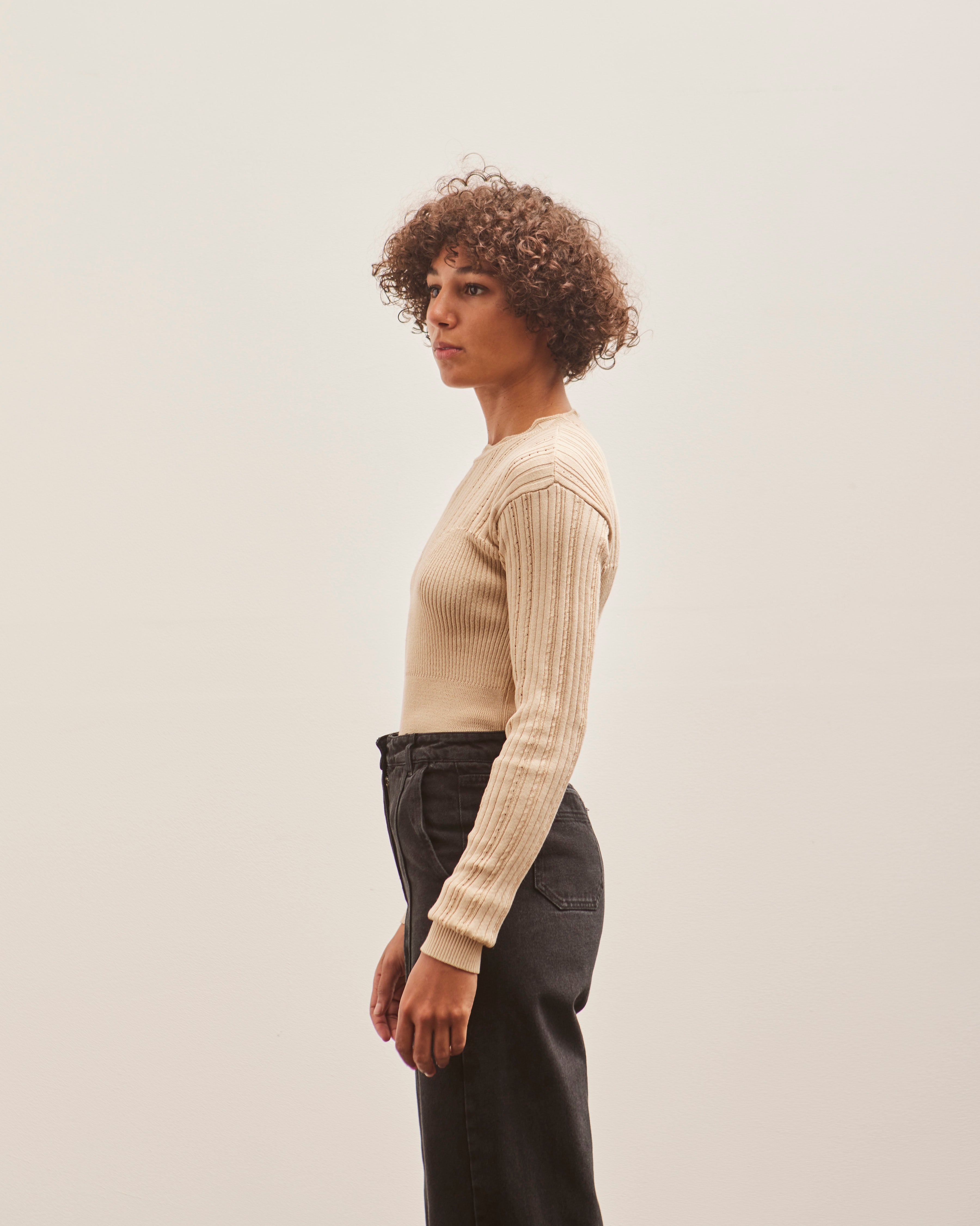 Henrik Vibskov Transparent Block Knit Blouse, Angora – Glasswing