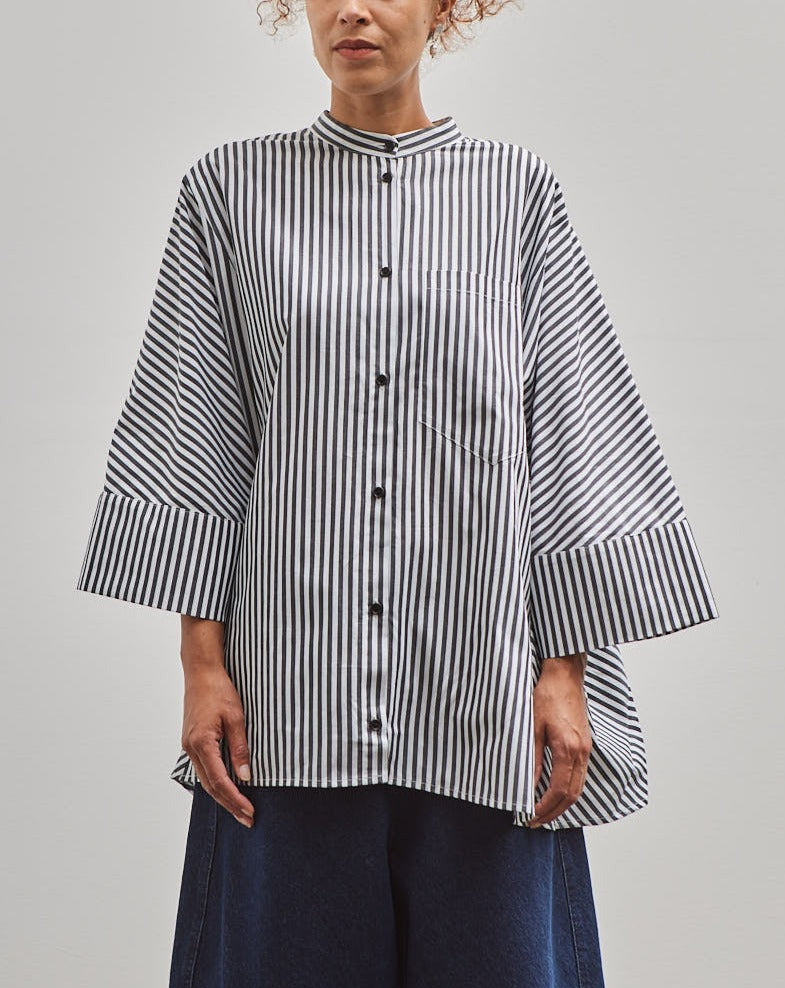 Henrik Vibskov Unisex Double Shirt, Black White Stripes | Glasswing