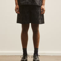 Henrik Vibskov Unisex Waybill Shorts, Black Punched Boxes
