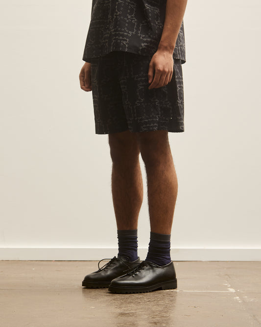 Henrik Vibskov Unisex Waybill Shorts, Black Punched Boxes