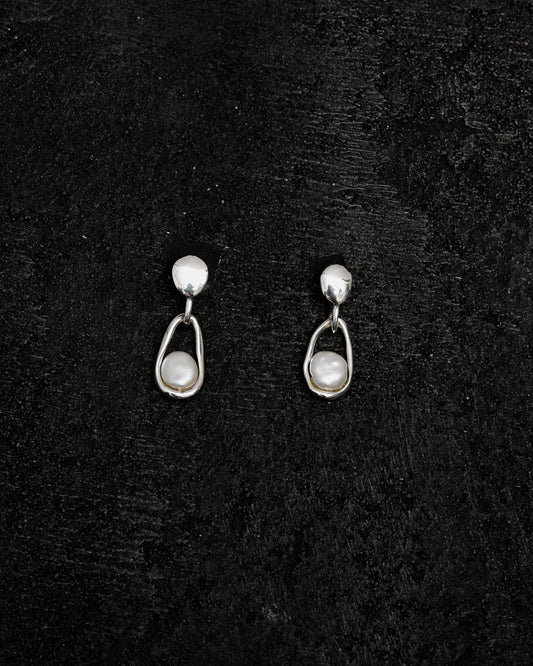 Hernan Herdez Caged Pearl Earrings, Sterling Silver