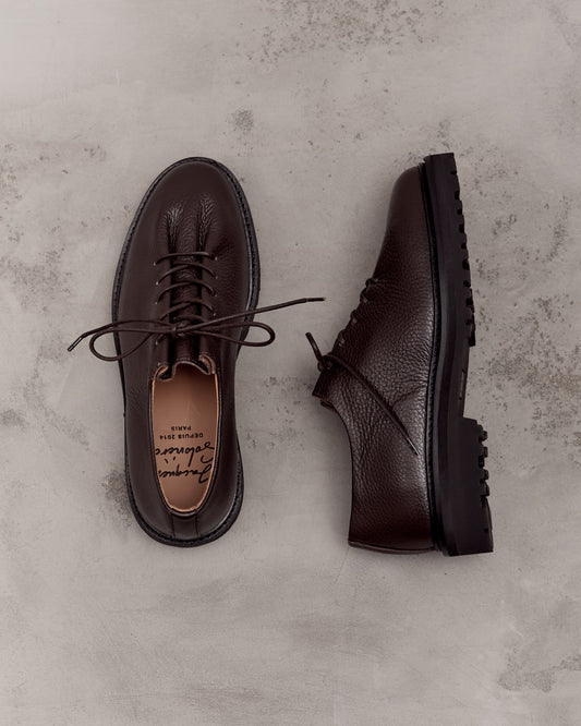 Jacques Soloviere Edouard Lug Shoes, Grained Ebano