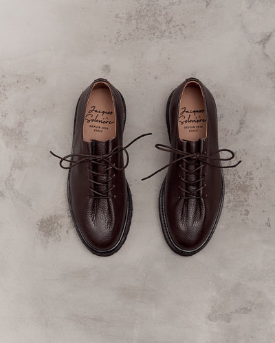 Jacques Soloviere Edouard Lug Shoes, Grained Ebano