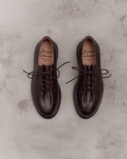 Jacques Soloviere Edouard Lug Shoes, Grained Ebano