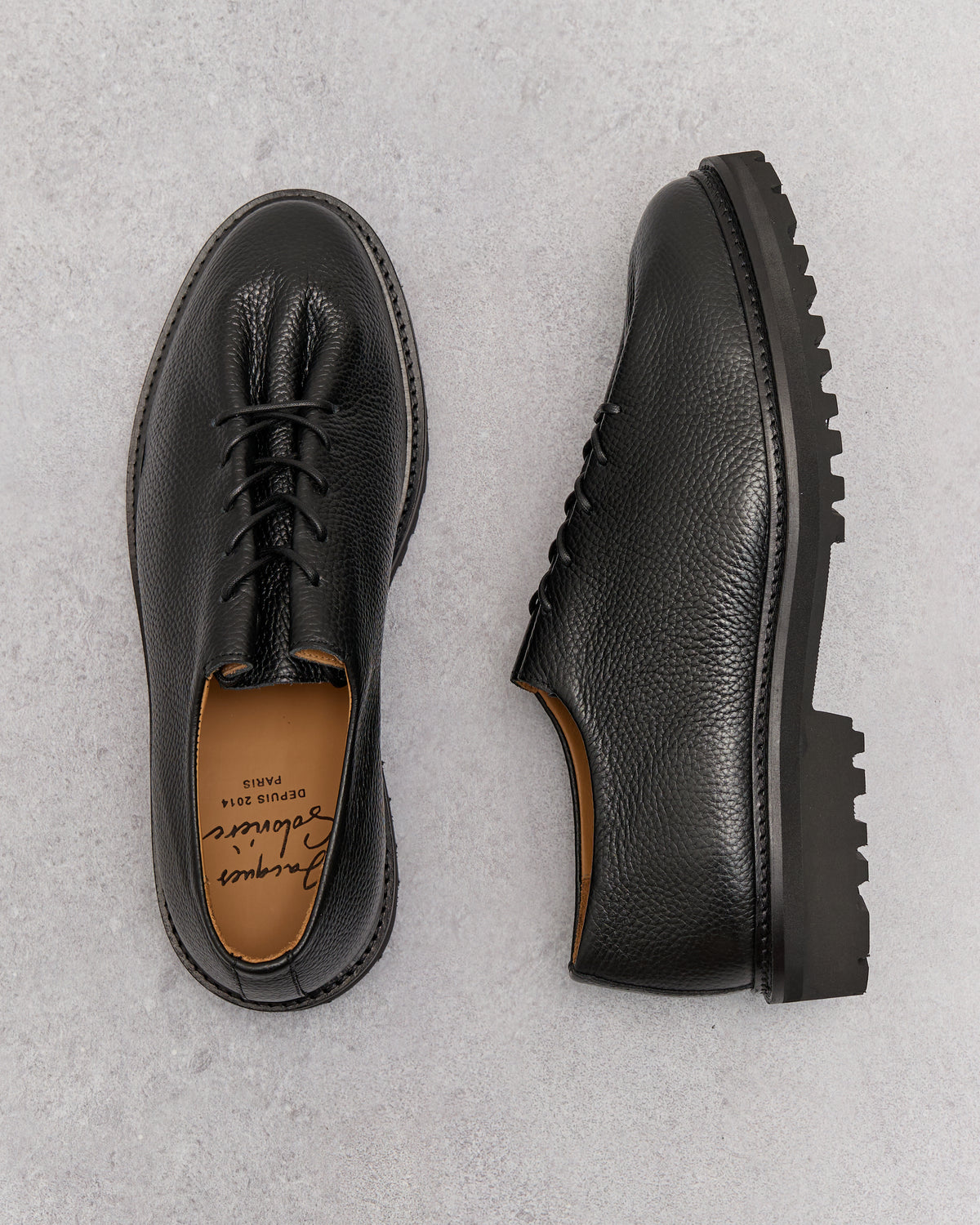 Jacques Soloviere Edouard Lug Grained Shoes, Grained Black Sz 41 EDOUARD LUG GRAINED BLACK – Jacques Solovière Paris main image 4