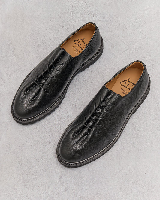 Jacques Soloviere Edouard Lug Shoes, Grained Black Jacques Soloviere Edouard Lug Shoes, Grained Black