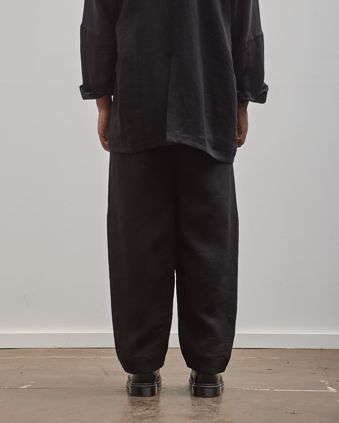 Jan-Jan Van Essche Pleated Trousers #68, Black Linen